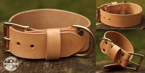 Obroża skórzana 4cm - natural Obroża skórzana 4cm - natural